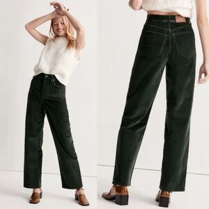 Madewell NWOT The Perfect Vintage Wide-Leg Pant Corduroy in Deep Forest size 28